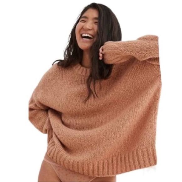 aerie Sweaters - Aerie Big Sky Cozy Pink Tan Mauve Oversized Sweater Size Small cozy Relaxed